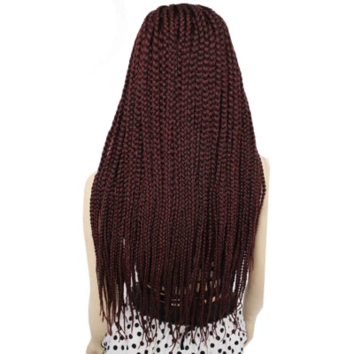 Lace Front Wigs Burgundy Braided Synthentic Wig Twist Glueless  - Image 1 of 4