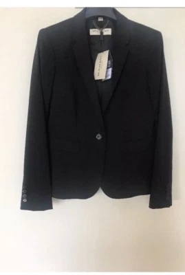 Chaqueta Blazer Burberry London Para Mujer Negra Lana Peplum Talla 6 $595 NUEVA CON ETIQUETAS  Foto 1 de 4