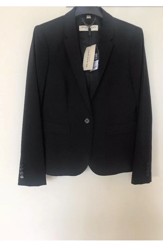 NWT  Burberry London Women's Black Wool Peplum Blazer Jacket Sz 6 $595  - Image 1 of 4