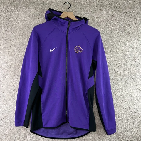 Washington Huskies Sweatshirt Mens Medium Purple Nike Dri Fit Hoodie Swoosh Logo Cover
