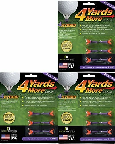 GREENS KEEPER 4 Yards More Golf Tees 1" - Purple - 3 Packs of 6 Tees - (11922)