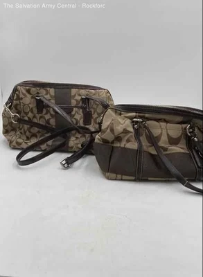 Coach Womens Brown Monogram Double Handle Pockets Satchel Bags Lot Of 2 - Image 1 of 4