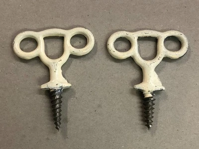 Pair Of Antique Heavy Duty Cast Iron Theater Stage Screw Wire Guide For Props (D - Image 1 of 3