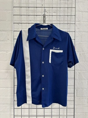 Camisa De Colección Años 50 60 Nat Nast Punto de Cadena Parche Personalizado Bowling Abotonada Grande Foto 1 de 4