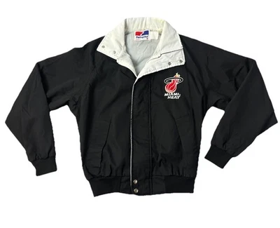 Vtg Swingster 90s Miami Heat Track Varsity Bomber  Jacket Black Plain Logo S - Image 1 of 4