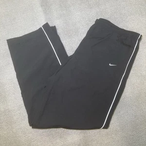 Y2K Nike Trainingshose Herren Large schwarz Reißverschluss Schlitz gerades Bein grau Etikett #939 - Bild 1 von 13