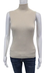 Blusa sin mangas 525 America para mujer tejida cuello falso beige talla XS - Imagen 1 de 6