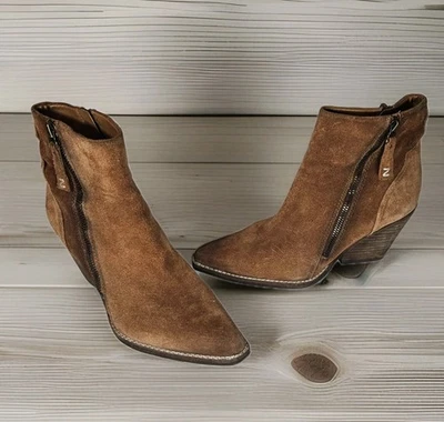 Botín Zodiac Camel Bronceado Gamuza Cremallera Grueso Tacón Bajo Punta Talla 9.5 Foto 1 de 4