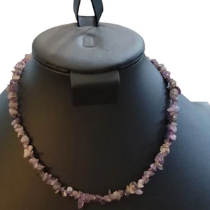 Amethyst Chip Halskette LIFE WRE 925 THAI Hirte Knebelhaken Verschluss 17" Boho - Bild 1 von 8