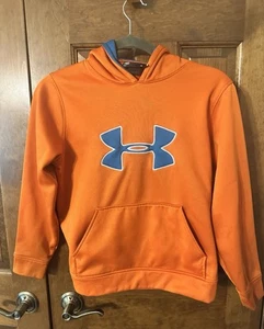 Under Armour Fleece Hoodie ORANGE/TEAL Youth Medium Loose-- Read - Picture 1 of 6
