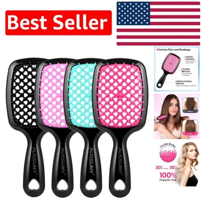 Paquete de 4 cepillos desenredantes versátiles - ideales para cabello rizado, dañado y liso Foto 1 de 4