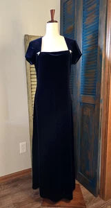 Maxi Vestido De Colección Y2k Onyx Nite Wendye Chaitin Terciopelo 12 Azul Profundo Bling Capricho - Imagen 1 de 13