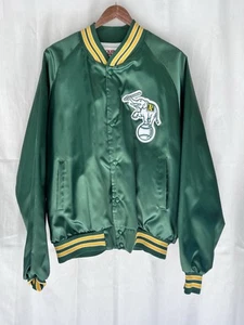 Vintage Mens Green Satin Oakland A's Stomper Baseball-MLB Bomber Jacket Size XL - Picture 1 of 14