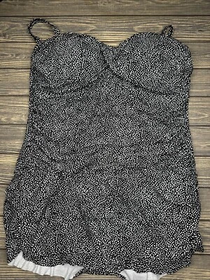 Trajes de baño para todos lunares blancos negros de una pieza para mujer talla 20” Foto 1 de 3
