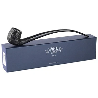 Pipa de tabaco de brezo extra larga Savinelli Churchwarden negra rústica 601, 3 mm Foto 1 de 4
