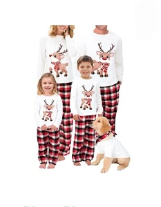 2022 Adult Kids Family Matching Christmas Elk Pajamas Pyjamas Nightwear PJs Set - Picture 1 of 2