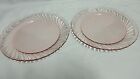 VTG Pink Depression Swirl Glass Set of 2 Dinner Plates 9 inch round