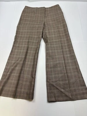 Diane von Furstenberg Beige plaid Silk wool pleated wide leg pants Size 6 - Image 1 of 4