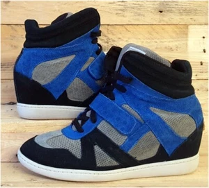 Skechers SKCH+3 Wedge Hi Suede Trainers UK6.5/US9.5/EU39.5 SN48136 Black/Blue - Picture 1 of 12