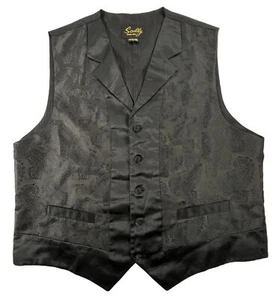 Scully Mens Classic Western Cowboy Dress Vest Black Paisley Large - Picture 1 of 6