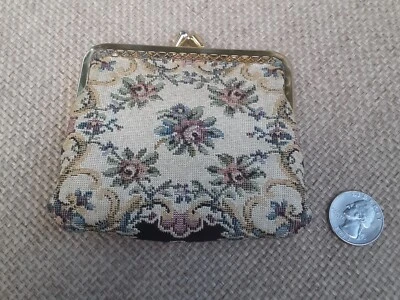 Women's Vintage 4" x 4" Floral Petit Point Coin Purse - Image 1 of 4