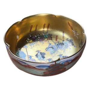 Antique-Rare Japanese Satsuma Bowl-Heavy Gold Gilded With Samurai Figures-5Wx2H - Picture 1 of 12