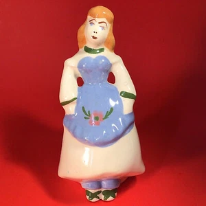 GIRL PLANTER VINTAGE POTTERY HAND PAINTED GLAZE FINISH 7 1/2"H - Picture 1 of 10