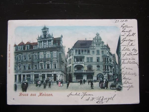 alte orig. AK Meißen 1901 Heinrichsplatz 7, Bankhaus Kröber - Bild 1 von 2