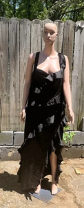 Pretty Little Things Plus Black Satin Frill Layered Maxi Dress Size 20 NWT - Picture 1 of 7