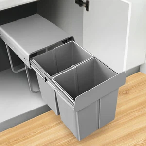 Einbaumülleimer Einbauabfalleimer Ausziehbarer Mülleimer Mülltrennsystem 2x20 L - Bild 1 von 12