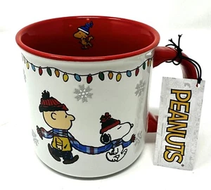 Peanuts Charlie Brown, Snoopy & Woodstock Christmas Winter 20oz Mug New - Picture 1 of 3