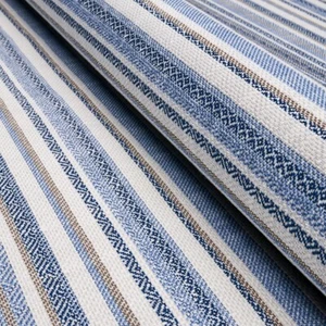 Schumacher Multi Width Stripe Fabric- Dylan Indoor Outdoor / Blue 1.15 yds 81051 - Picture 1 of 3