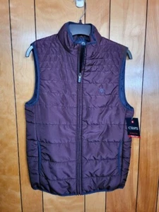 Chaps Men's Packable Vest Puffer Jacket SMALL Full Zip Up Red BURGUNDY New A1 - Picture 1 of 6