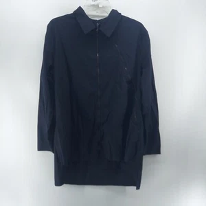 Camisa túnica mujer Stella Carakasi talla grande negra alta-baja informal cremallera completa COMO ESTÁ - Imagen 1 de 15