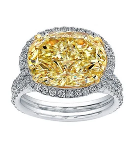 Exquisite Platinum 950 GIA Certified 26.20 Total Carat Weight Fancy Yellow Ring - Picture 1 of 4