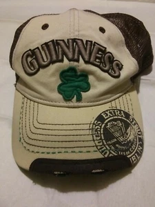 Guinness Beer Official Adjustable Mesh Baseball Cap Hat Brown Tan Snap Back EUC - Picture 1 of 8