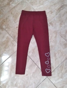 Old Navy Maroon Girls Size 18 Plus Stretch Pants with Golden Heart Design - Picture 1 of 6