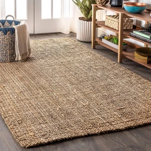 NRF102A-3 Pata Hand Woven Chunky Jute Indoor Area -Rug Bohemian Farmhouse Easy - - Picture 1 of 9