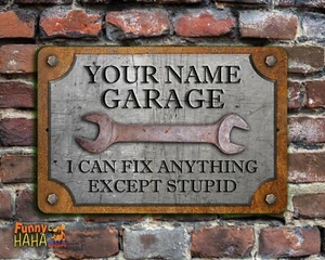 Custom 12" x 18" Rust and Steel Appearance Metal Garage or Workshop Sign - Picture 1 of 11