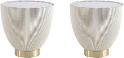 Mesa auxiliar redonda Anderson Moderna 18" 2.0 | Mesa de mármol cerámico, elegante plisada Foto 1 de 4