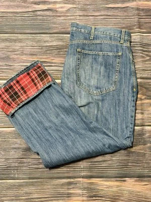 Pantalones de mezclilla para hombre forrados de franela roja 42x32 St Johns Bay azul calce relajado ropa de trabajo Foto 1 de 4