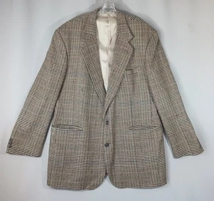 Cappotto sportivo Eddie Bauer AKA uomo 46 alto pied de poule tweed USA misto lana seta - Foto 1 di 24
