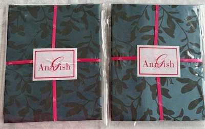 Nuevo Ann Gish seda sauce jacquard pino/azul - 2 fundas King Foto 1 de 4