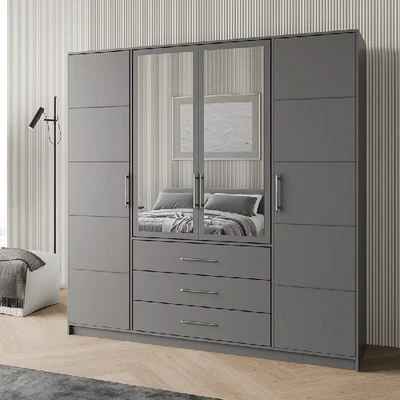 Wardrobe BALI D4 With Mirror And Drawers 5 Colour Options DAKO® - Image 1 of 4