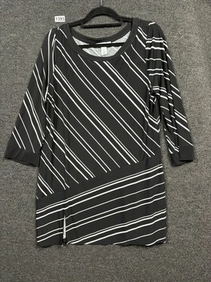 White House Black Market Tunic Dress Womens XL Black and White Striped Casual - Image 1 of 4