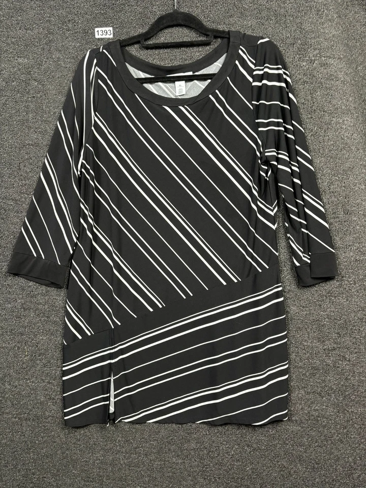 Vestido túnica White House Black Market para mujer XL blanco y negro a rayas informal Foto 1 de 4