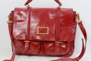 Marc By Marc Jacobs Werdie Red Patent Leather Tote Messenger Bag - Picture 1 of 24