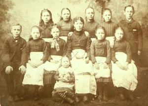 TARJETA GABINETE CORTE ENORME FAMILIA EN ESTUDIO 11 NIÑOS FOTO 4x5 ERA VICTORIANA 1800s - Imagen 1 de 4