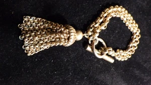 Trifari chain tassel bracelet 8" tip to tip opened up some greening in 2"tassel - Picture 1 of 2
