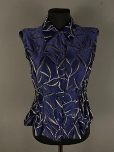 Prada Vintage Spring 1997 Purple Silk Bamboo Leaf Print Blouse Top Size 42 - Picture 1 of 12